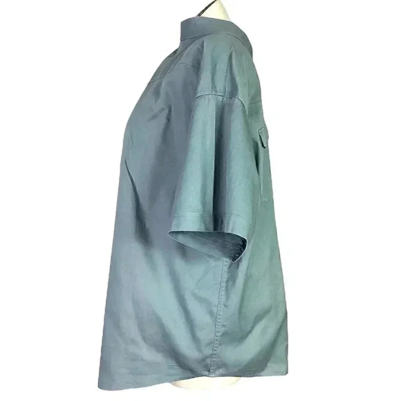 Panhandle Slim Western Shirt Men XL Green Canvas Pearl Snap Work Regular Cotton - Picture 3 of 5